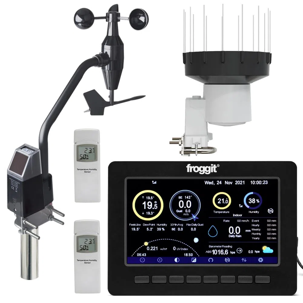 froggit HP1000SE PRO Black Version - Estación meteorológica inalámbrica con sensor exterior 7 en 1