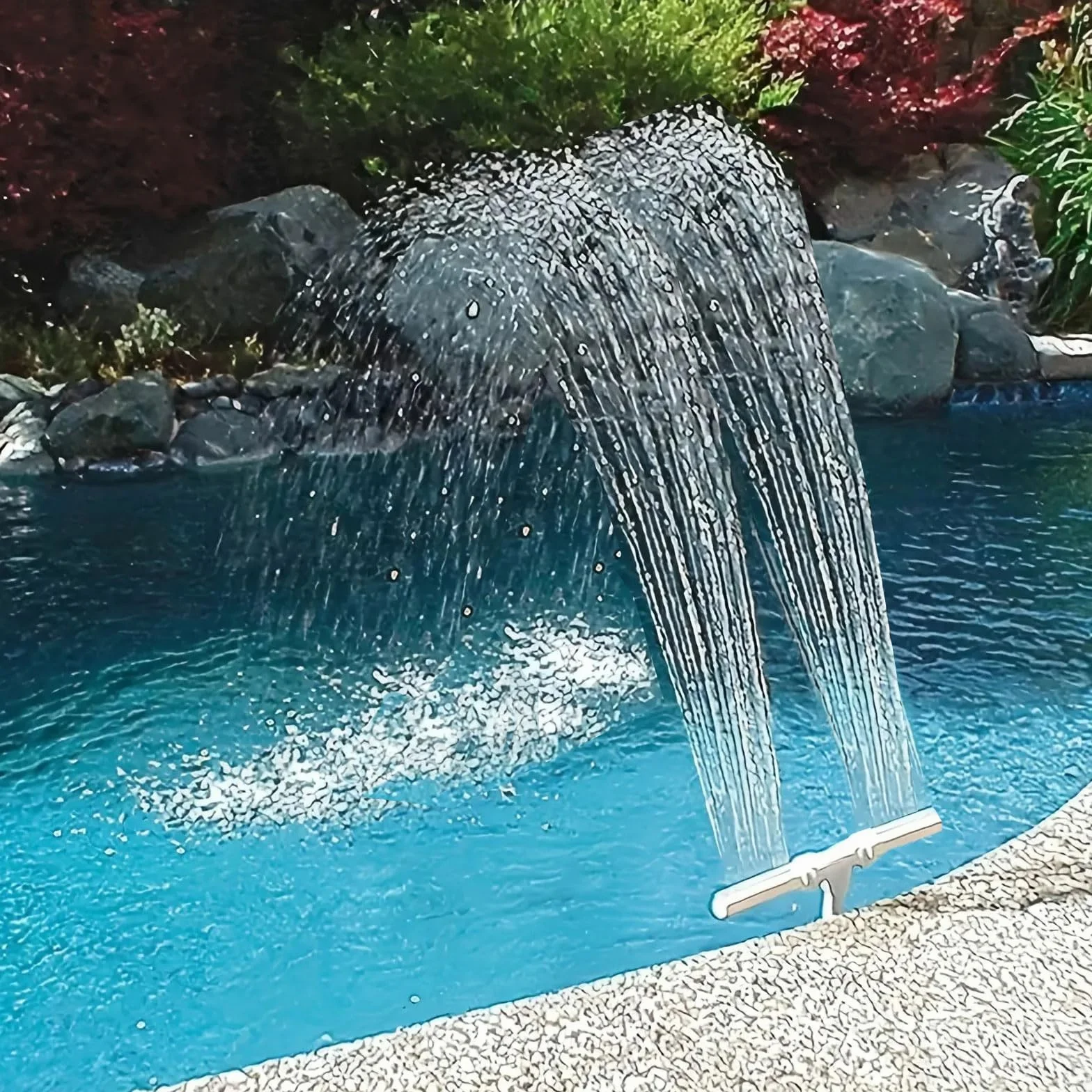 Fuente de Piscina, Fuente Piscina Cascada, Fuente de Agua Dual Spray, Fuente de Cascada de Agua para Piscina, Fuente para Piscina Fuera de Tierra, Fuente de Aspersor de Piscina, con Adaptador