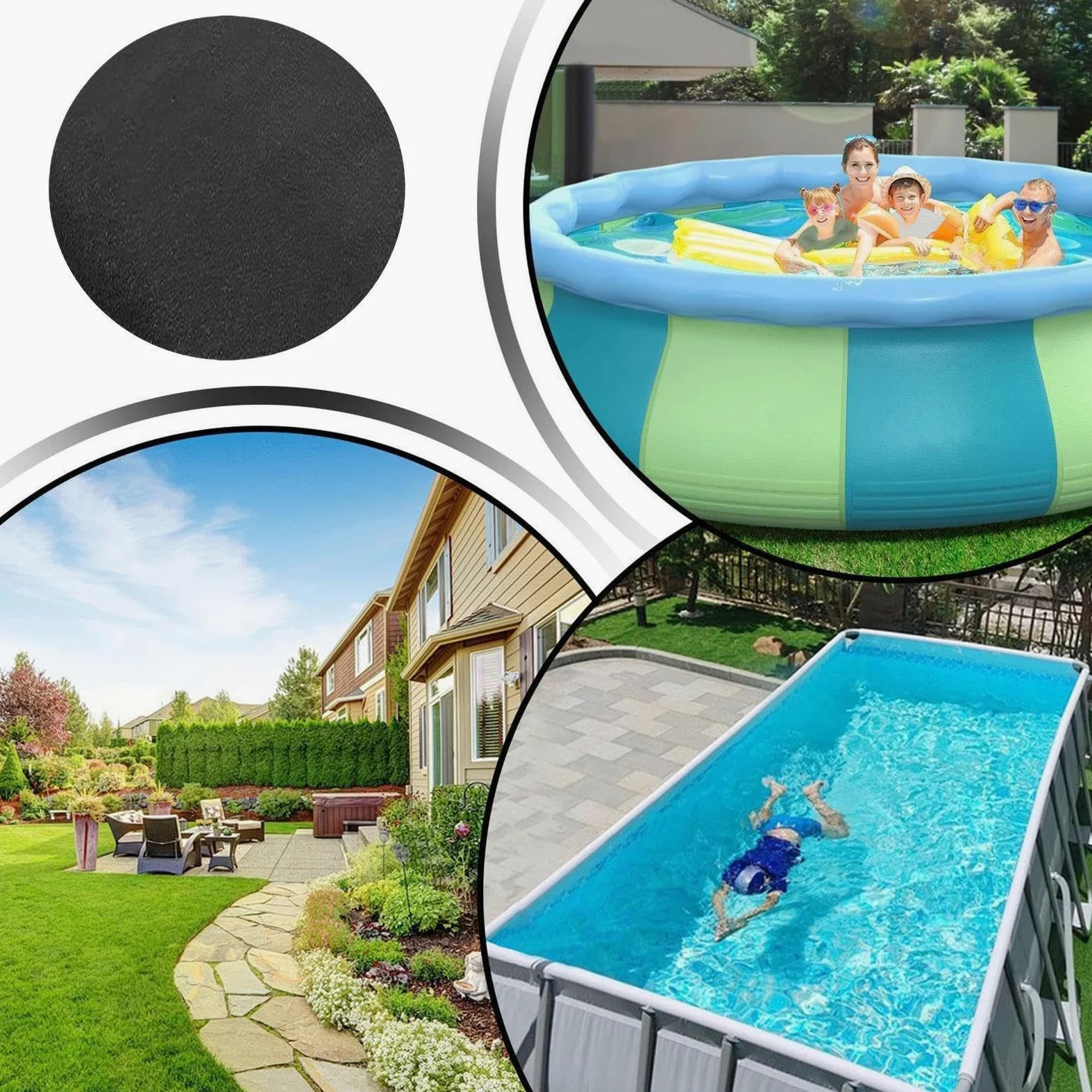 Genérico Tapiz Protector De Suelo para Piscinas Redondas 300 366 400 440 Cm - Tapiz Suelo Piscina Redondos Antideslizante Almohadilla - Extragrueso Paño para Bañera De Hidromasaje Inflable SPA