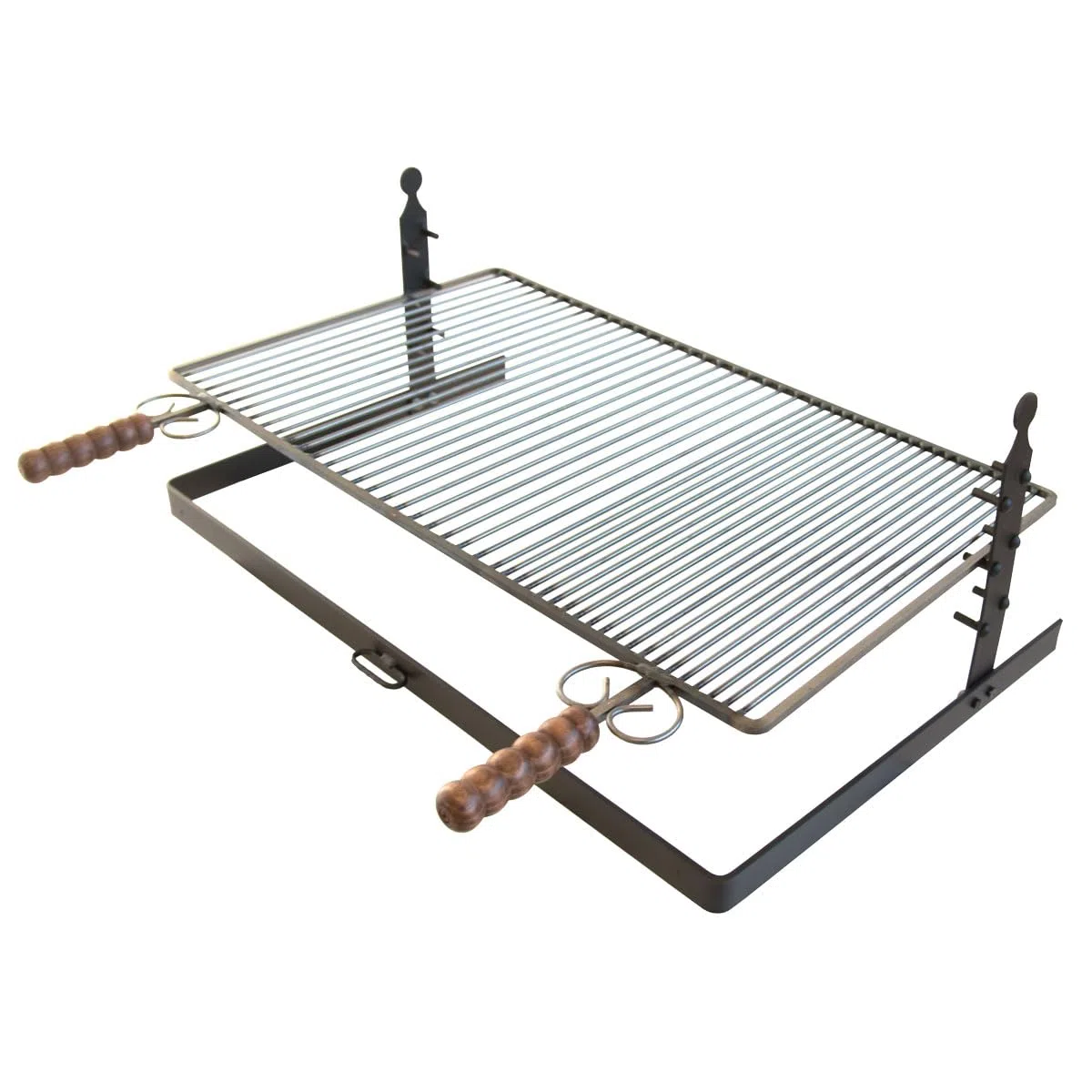 CRUCCOLINI - Rejilla Ajustable en Altura 3 Alturas CM 75 - Barbacoa con Asas de Madera - Carbón - Negro
