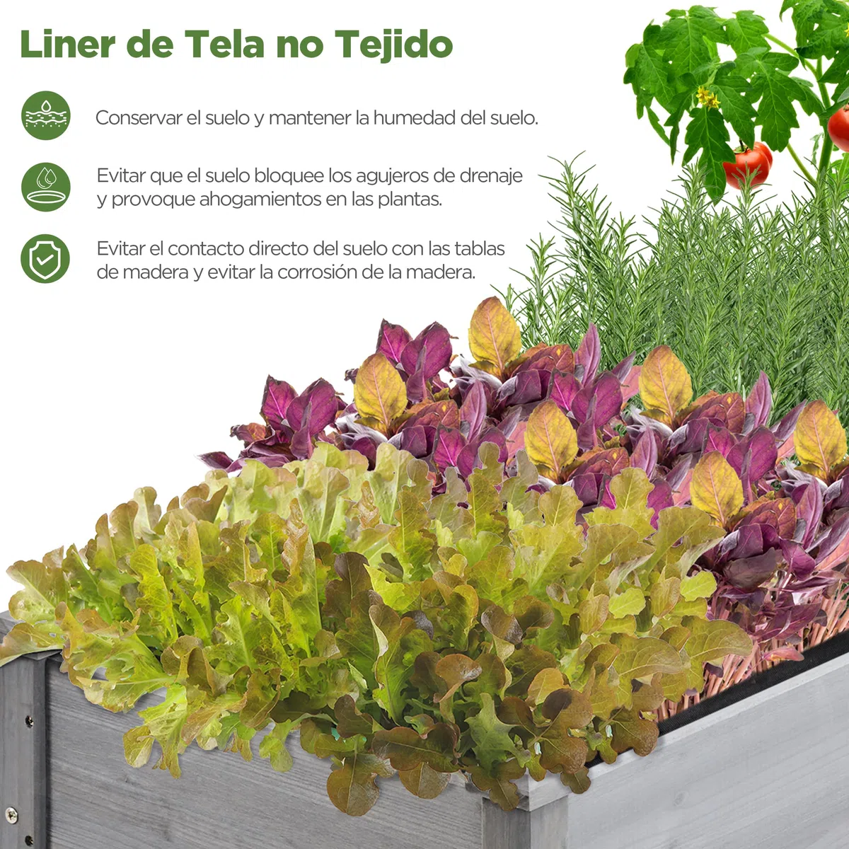 Yaheetech Jardinera Elevado de Madera Huerto Urbano Terraza Mesa de Cultivo para Cultivo Flores Verduras Hierbas 120.5x59x76.5 cm Gris