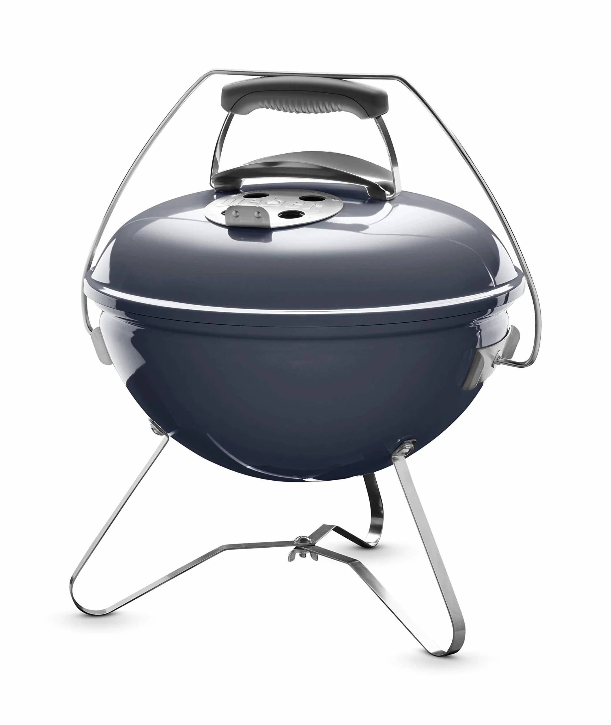 Weber Smokey Joe Premium Barbacoa de carbón, superficie de la parrilla de Ø 37 cm, barbacoa portátil con asa para transportar, barbacoa con tapa y cuba esmaltadas en porcelana - Slate Blue (1126804)