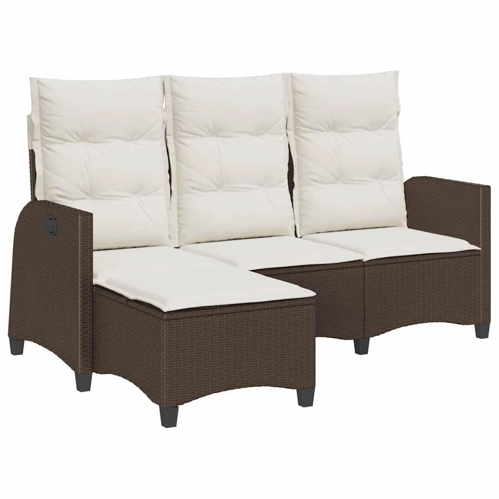 vidaXL Sofá de jardín reclinable con Cojines en Forma de L marrón, sofá de Exterior, sofá de jardín reclinable, sofá de jardín en Forma de L