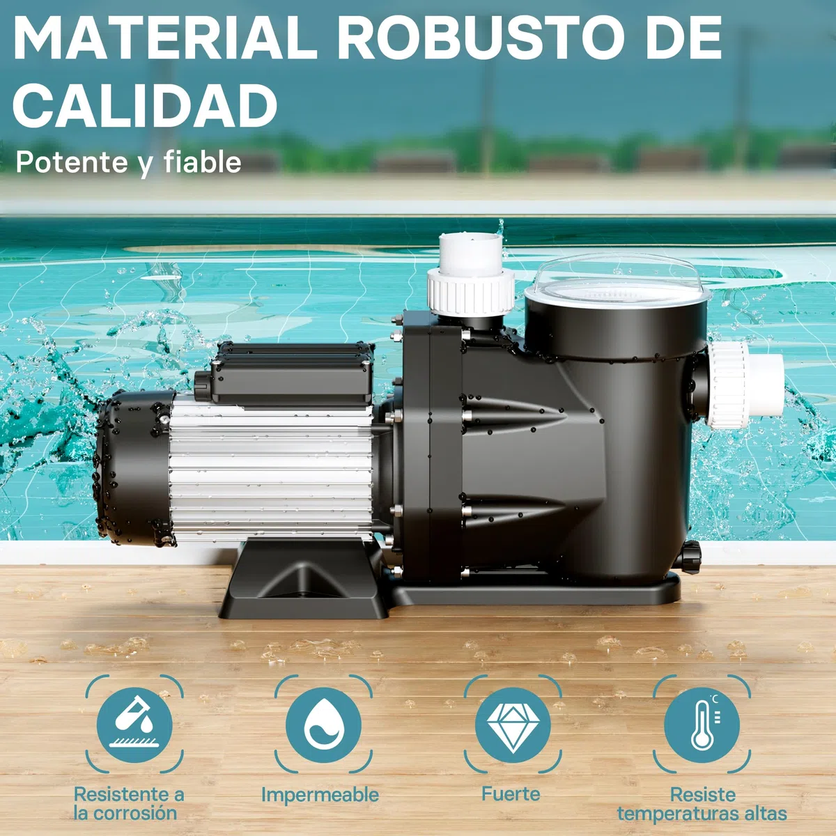 Wiltec Bomba para piscina 28800 l/h 1300 W altura de impulsión 17 m, altura de aspiración 4 m bomba de filtración para la circulación del agua piscina bañera hidromasaje jardín