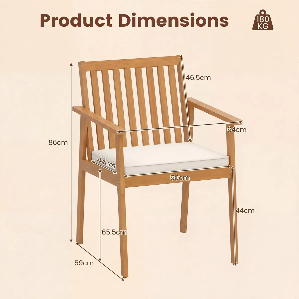 KOMFOTTEU Juego de 2 Sillas de Jardín de Madera de Acacia, Sillones de Comedor con Cojín Extraíble y Reposabrazos, Sillas Terreza Exterior Ergonómicas con Carga 180 kg (Amarillo Teca)