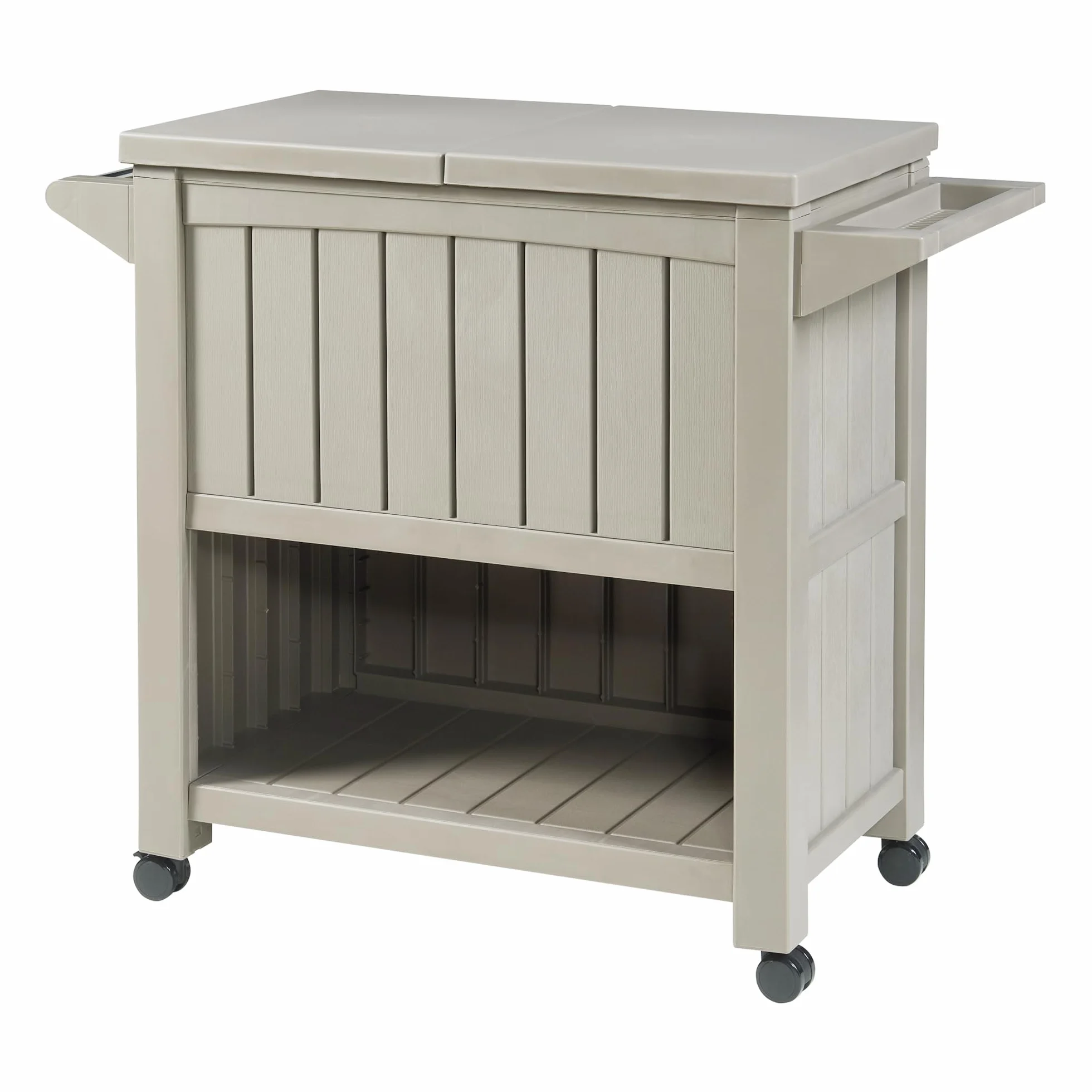 casa.pro Carrito Nevera Arsita para Bebidas Carro de Servicio Multiusos con Bolsa de Nevera Carro Auxiliar para Jardín Balcón Barbacoa PVC Plástico 102 x 47 x 87 cm - Beige
