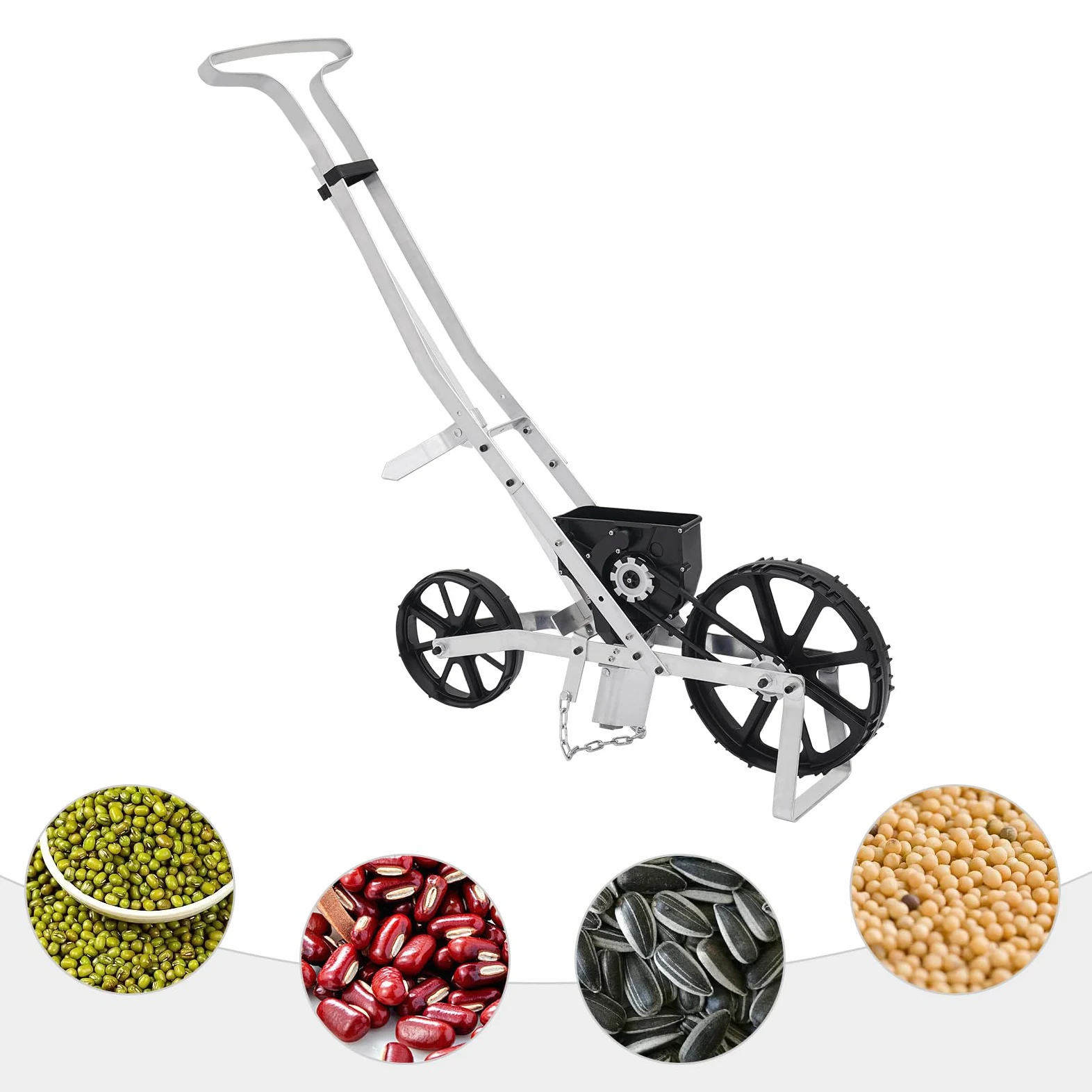 Sembradora de jardín de aluminio, sembradora manual, máquina de perforación de grano único, esparcidor de jardín para semillas como maíz, puerro, espinacas, zanahorias