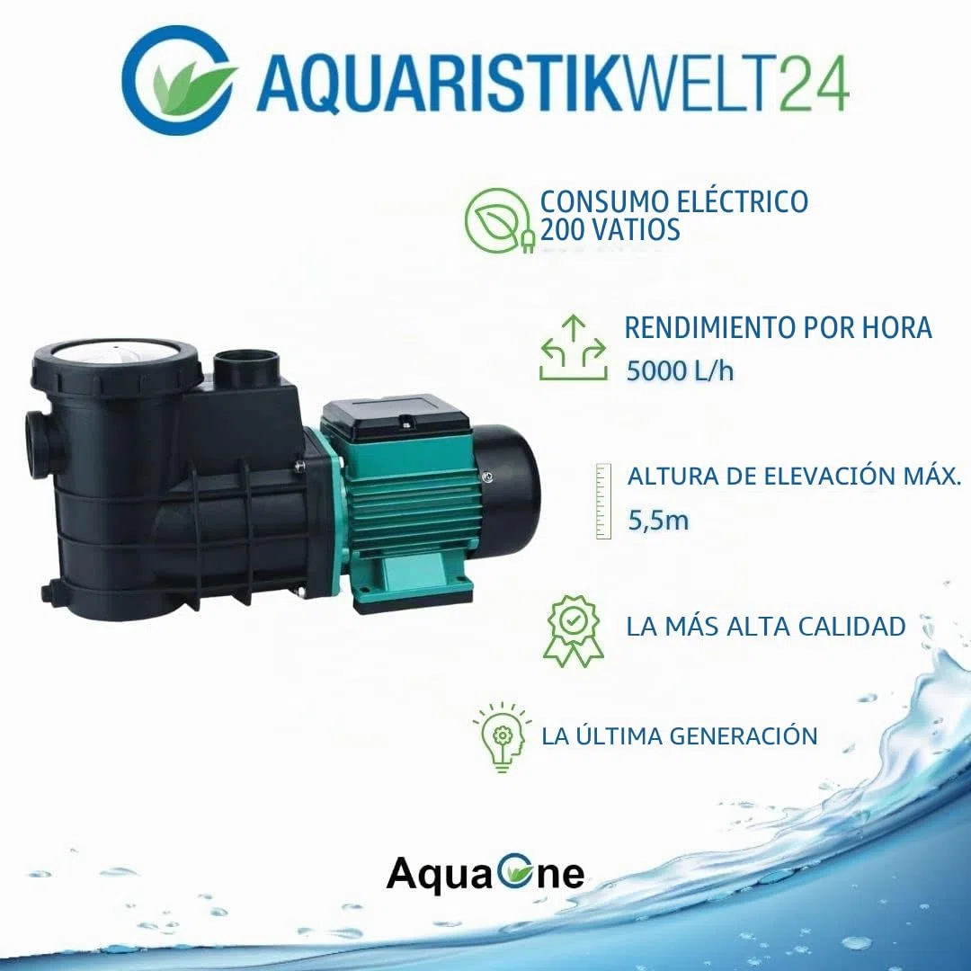 AquaOne Bomba de Piscina Autoaspirante HZS-200, 200 W, Circulación, 5000 L/h, Plástico, Above Ground